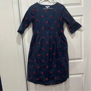 Sweet salt navy blue cherry dress